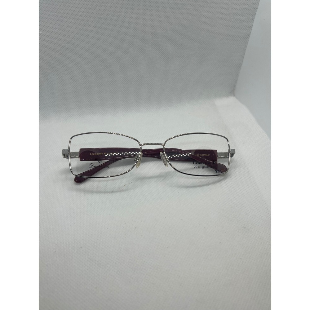 Leonardo D. Diamonds LD 573 60 Eyeglasses 22ct Gold Plated Silver Burgundy 54-17